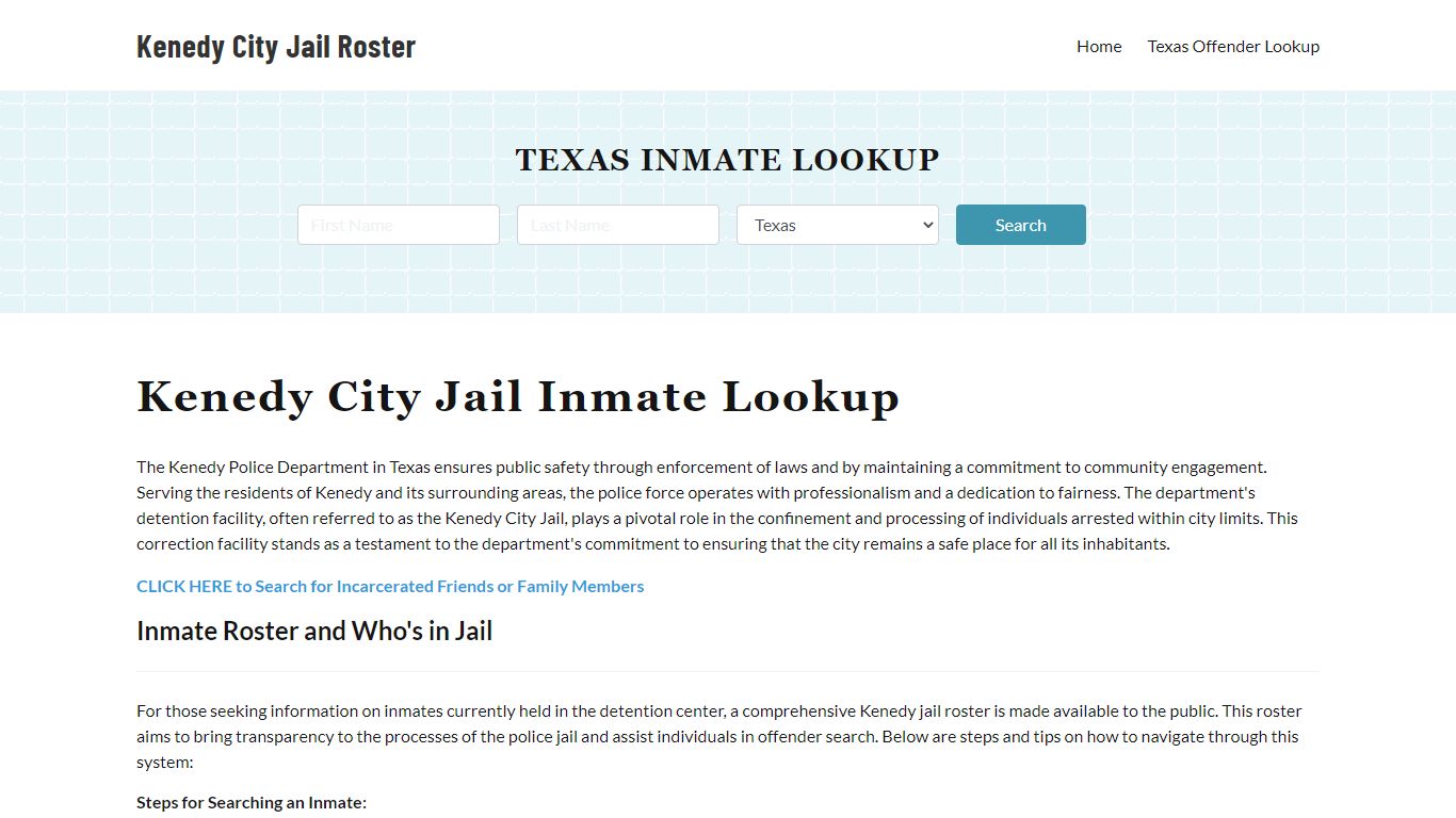 Kenedy Police Department & City Jail, TX Inmate Roster, Arrests, Mugshots
