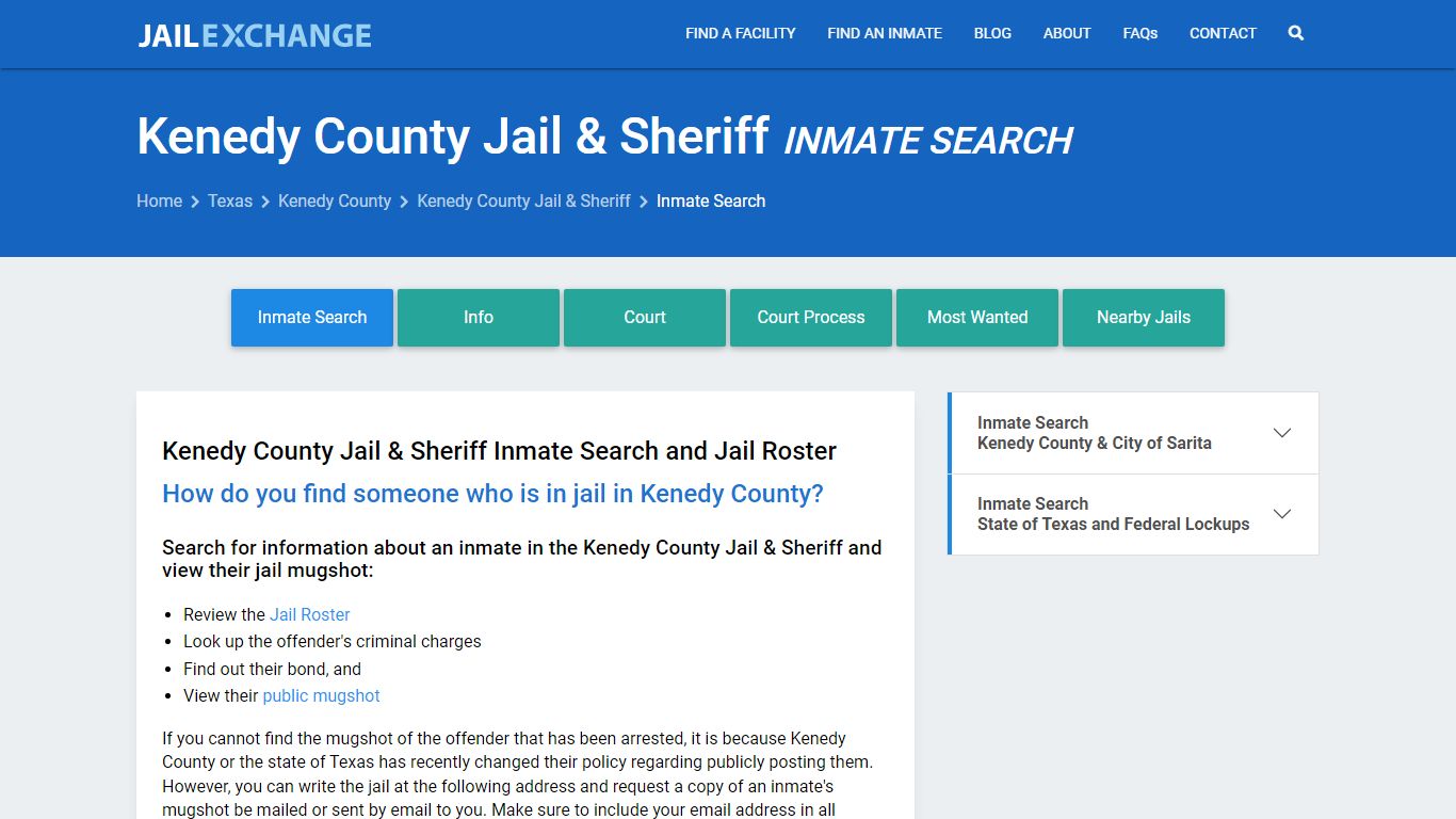 Kenedy County Jail & Sheriff Inmate Search - Jail Exchange