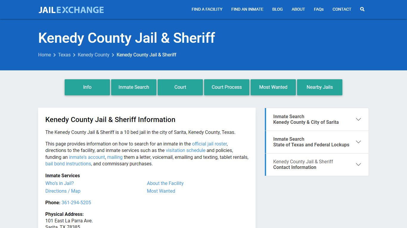 Kenedy County Jail & Sheriff, TX Inmate Search, Information